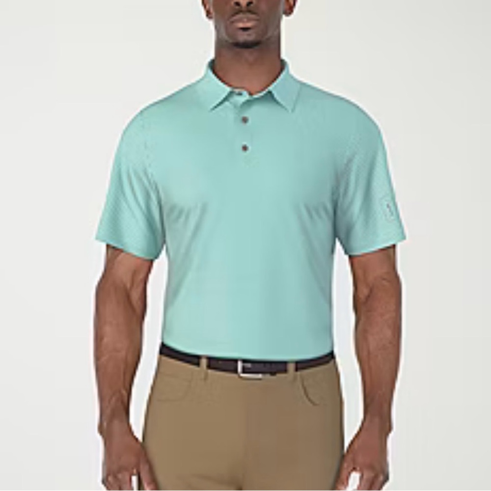 PGA Tour Men’s Classic Fit Polo Shirt in Aqua Size XL